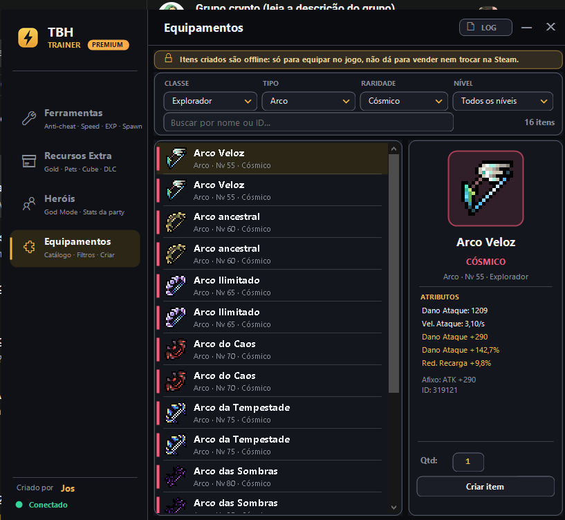 TBH Trainer Premium TRIAL 2H - Hack Vida Infinita, Ouro Infinito e os TODOS Itens de Task Bar hero FREE